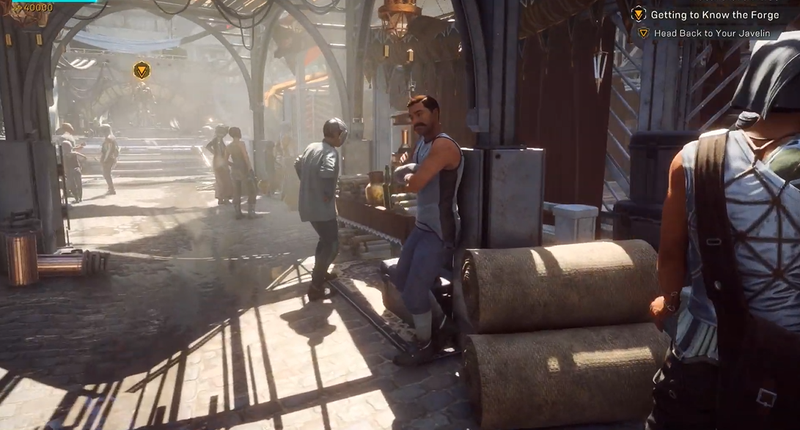 There are less people and stalls in the main part of Fort Tarsis now, and characters don’t approach the player but instead all stand in place.